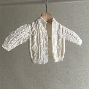 Vintage darling Newborn Knit Baptism Cardigan Hand Knit